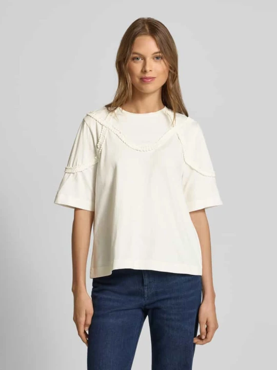 Zdjęcie produktu T-shirt o kroju relaxed fit z okrągłym dekoltem model ‘BRAIDA’ Y.A.S Biały