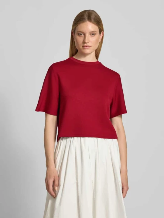 Zdjęcie produktu T-shirt o kroju relaxed fit z okrągłym dekoltem model 'Maelee' MSCH Copenhagen Ciemnoczerwony