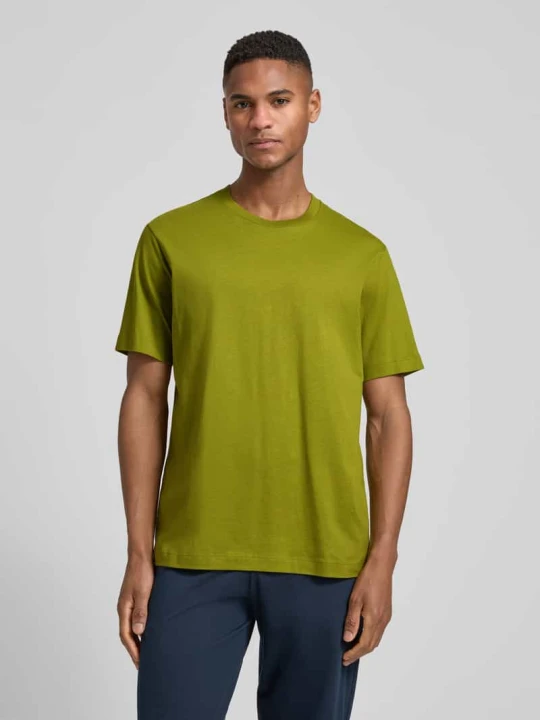 Zdjęcie produktu t-shirt o kroju relaxed fit z okrągłym dekoltem Schiesser Trawiasty zielony
