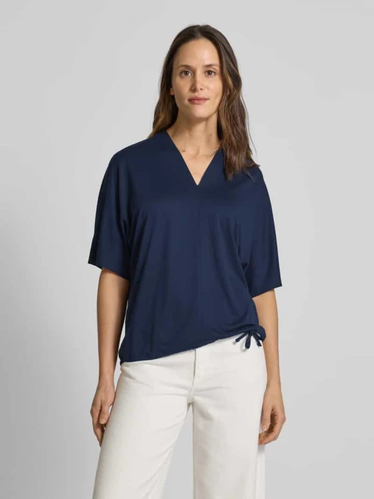 Zdjęcie produktu T-shirt o kroju relaxed fit z rękawami nietoperzami Tom Tailor Granatowy