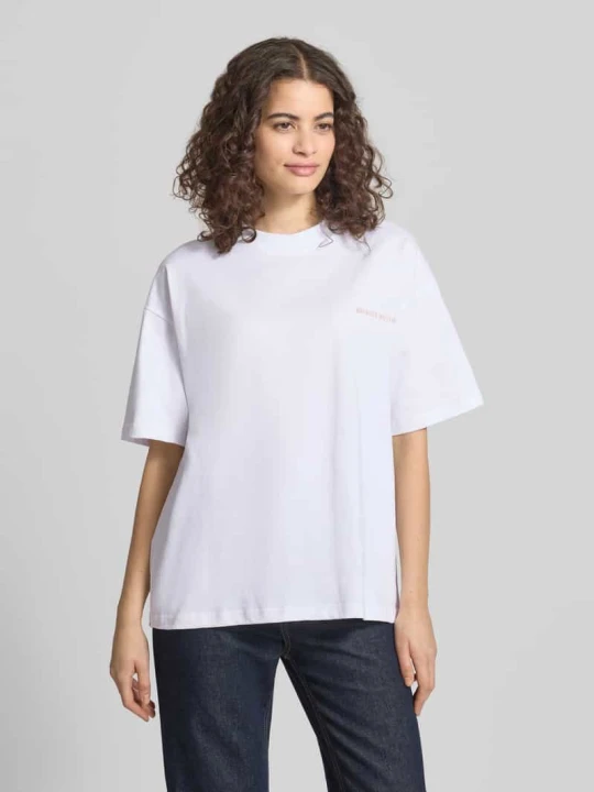Zdjęcie produktu t-shirt o kroju relaxed fit z wyhaftowanym logo Another Cotton Lab Biały