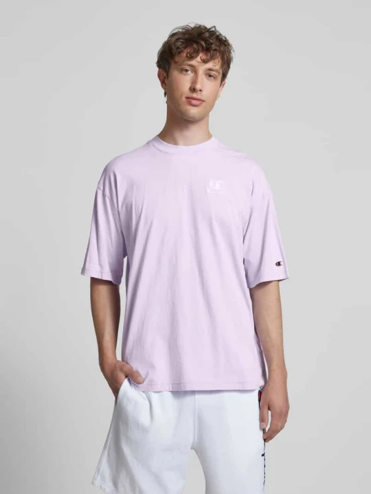Zdjęcie produktu T-shirt o kroju relaxed fit z wyhaftowanym logo Champion Jasnofioletowy