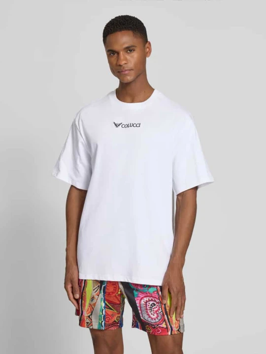 Zdjęcie produktu t-shirt o kroju relaxed fit z wyhaftowanym logo model 'Ikarus' COLUCCI Biały