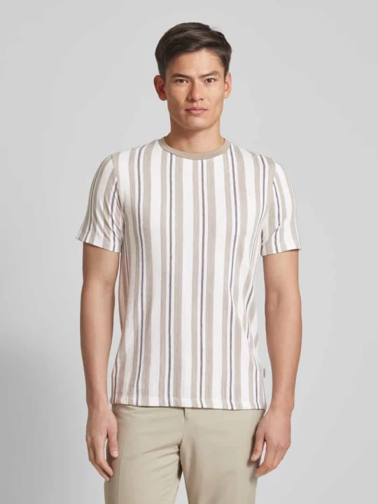 Zdjęcie produktu T-shirt o kroju relaxed fit ze wzorem w paski model ‘Towel striped’ lindbergh Złamany biały