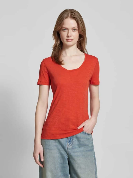 Zdjęcie produktu T-shirt o kroju shaped fit z czystej bawełny Marc O'Polo Pomarańczowy