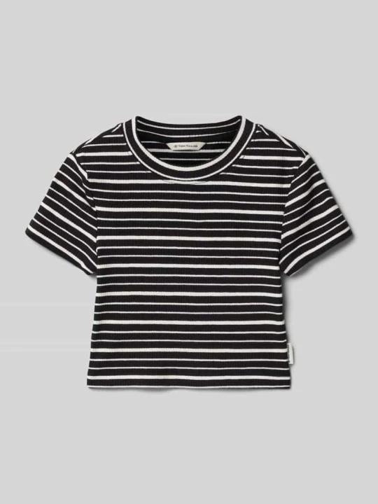 Zdjęcie produktu T-shirt o kroju shaped fit z mieszanki bawełny Tom Tailor Czarny