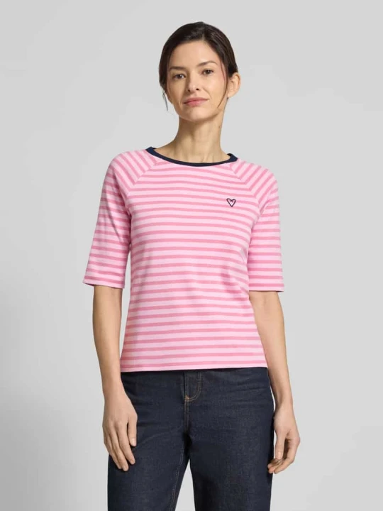 Zdjęcie produktu T-shirt o kroju shaping fit z czystej Bawełny Tom Tailor Różowy
