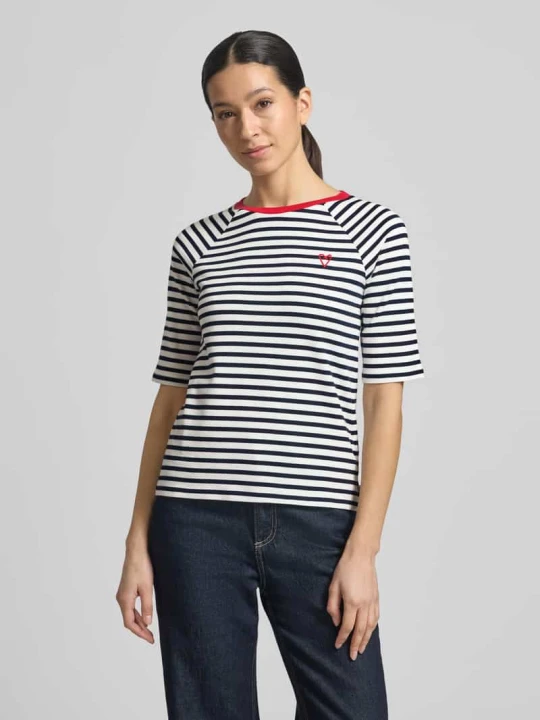 Zdjęcie produktu T-shirt o kroju shaping fit z czystej Bawełny Tom Tailor Granatowy
