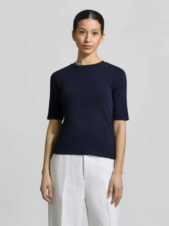 Zdjęcie produktu T-shirt o kroju slim fit w kroju rękaw o dł. 1/2 Christian Berg Ciemnoniebieski