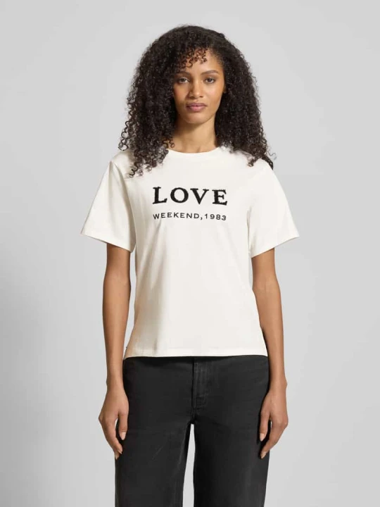 Zdjęcie produktu T-shirt o kroju slim fit z czystej bawełny model „DAGILE” Weekend Max Mara Biały