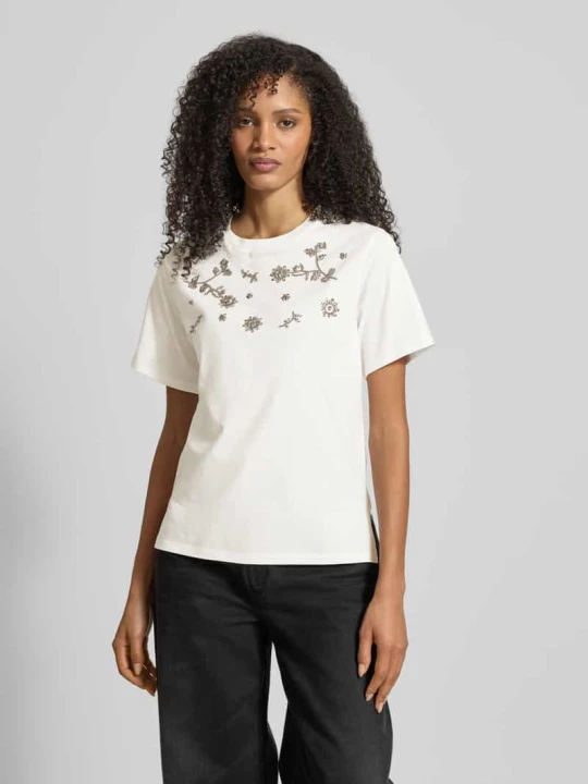 Zdjęcie produktu T-shirt o kroju slim fit z czystej bawełny model „DAGILE” Weekend Max Mara Biały
