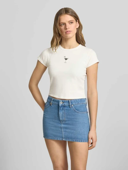 Zdjęcie produktu t-shirt o kroju slim fit z czystej bawełny model 'DICHROMA_B' Hugo Écru