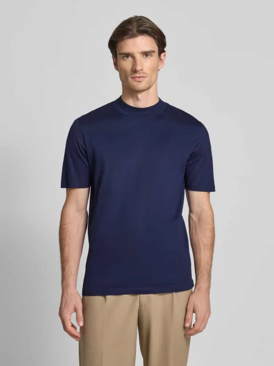 Zdjęcie produktu T-shirt o kroju slim fit z czystej bawełny model ‘DIMERSOM’ Hugo Granatowy
