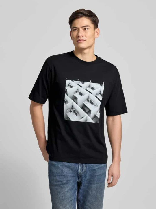 Zdjęcie produktu krój slim fit T-shirt z czystej Bawełna Model 'DODGER' Hugo Czarny