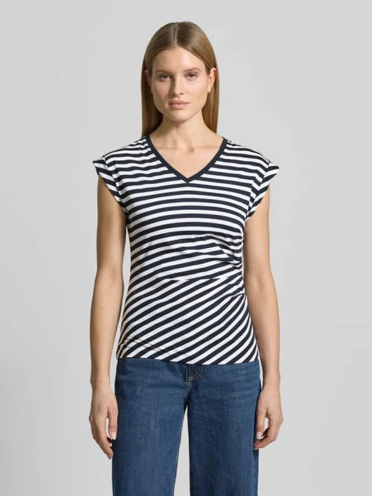 Zdjęcie produktu t-shirt o kroju slim fit z czystej bawełny model 'EVKA' Boss Granatowy