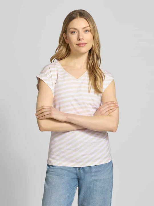 Zdjęcie produktu t-shirt o kroju slim fit z czystej bawełny model 'EVKA' Boss Beżowy