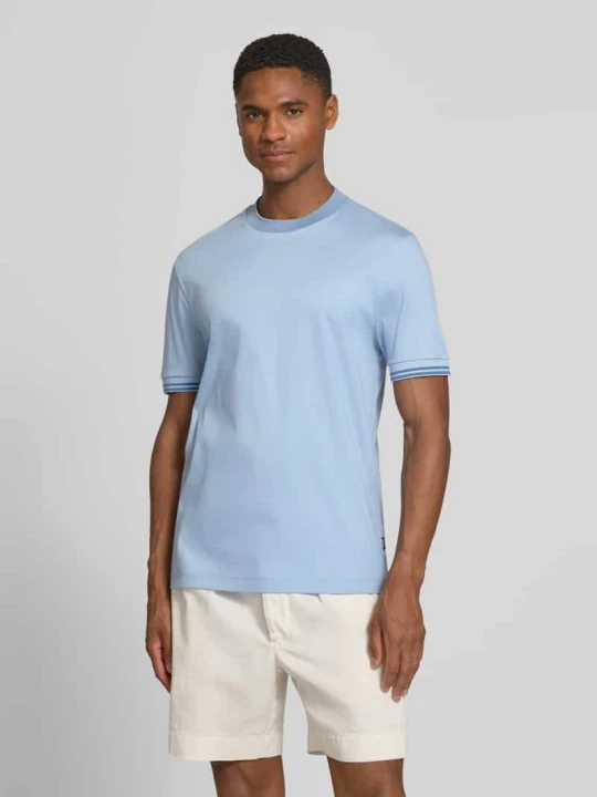 Zdjęcie produktu t-shirt o kroju slim fit z czystej bawełny model 'H-TESSLER 238' Boss Jasnoniebieski