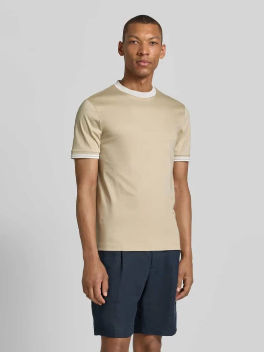 Zdjęcie produktu t-shirt o kroju slim fit z czystej bawełny model 'H-TESSLER 238' Boss Beżowy