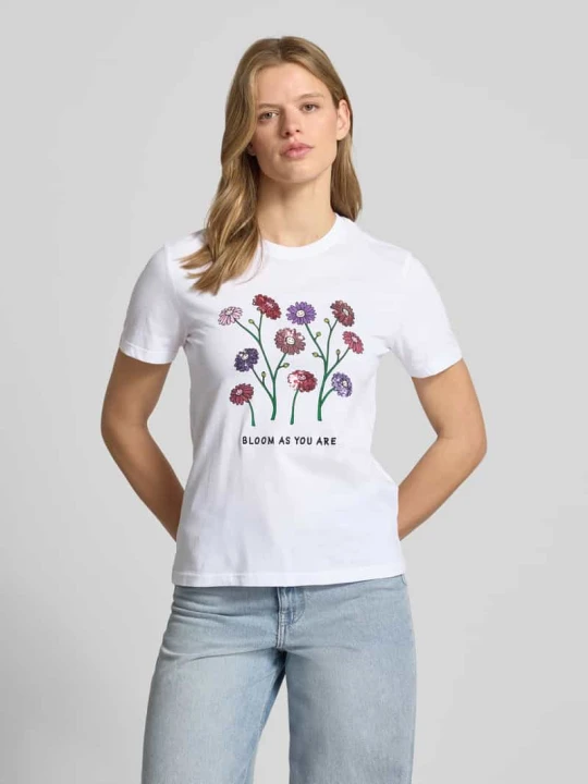 Zdjęcie produktu t-shirt o kroju slim fit z czystej bawełny model 'KITA' Only Biały