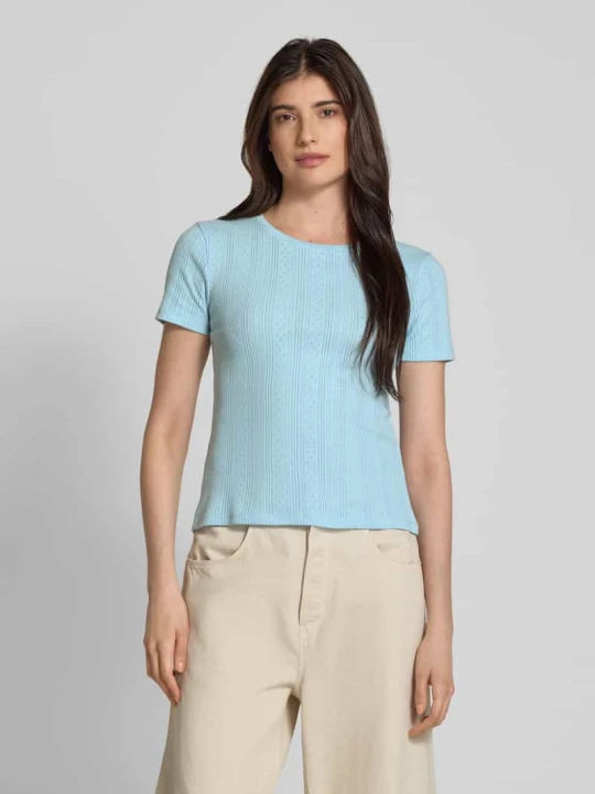 Zdjęcie produktu T-shirt o kroju slim fit z czystej bawełny model ‘LISA’ Vero Moda Jasnoniebieski