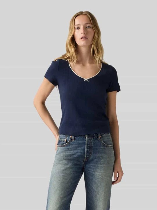 Zdjęcie produktu t-shirt o kroju slim fit z czystej bawełny model 'SWEETIE' Levi's Ciemnoniebieski