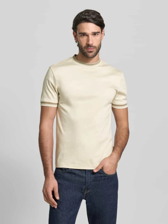 Zdjęcie produktu T-shirt typu slim fit z czystej bawełny model „TESSLER 202” Boss Złamany biały