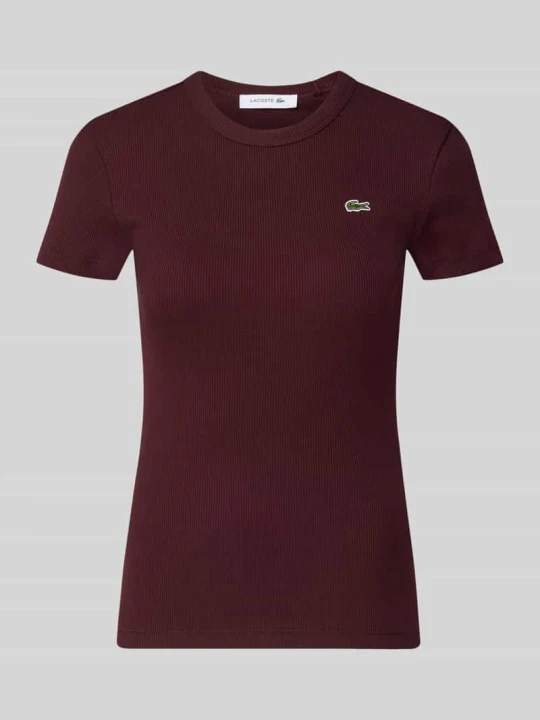 Zdjęcie produktu t-shirt o kroju slim fit z czystej bawełny model 'TF5538' Lacoste Bordowy