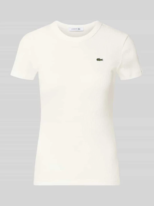 Zdjęcie produktu t-shirt o kroju slim fit z czystej bawełny model 'TF5538' Lacoste Złamany biały