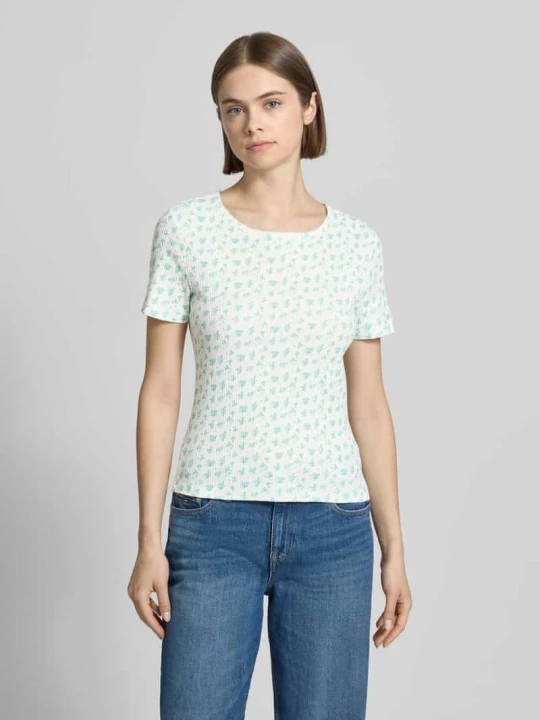 Zdjęcie produktu t-shirt o kroju slim fit z czystej bawełny model 'TURIEL' Pieces Biały