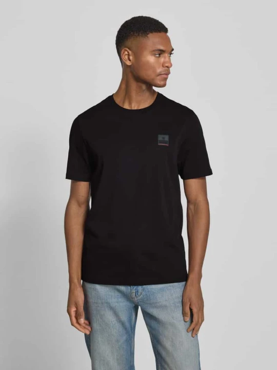 Zdjęcie produktu t-shirt o kroju slim fit z czystej bawełny model 'VITO2' FIRE + ICE Czarny