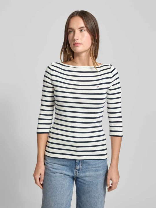 Zdjęcie produktu Koszulka 3/4 z czystej bawełny, krój slim fit Tommy Hilfiger Biały