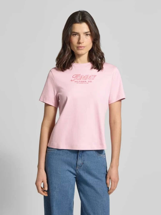 Zdjęcie produktu T-shirt Slim Fit z czystej bawełny Tommy Hilfiger Różowy