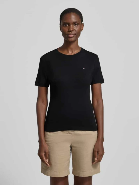 Zdjęcie produktu t-shirt o kroju slim fit z czystej bawełny Tommy Hilfiger Czarny