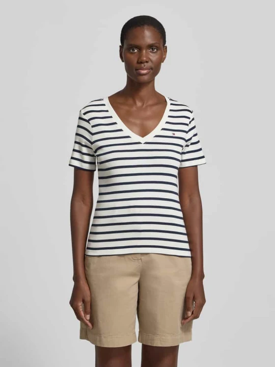 Zdjęcie produktu t-shirt o kroju slim fit z czystej bawełny Tommy Hilfiger Biały