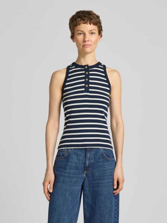 Zdjęcie produktu t-shirt o kroju slim fit z czystej bawełny Tommy Hilfiger Granatowy