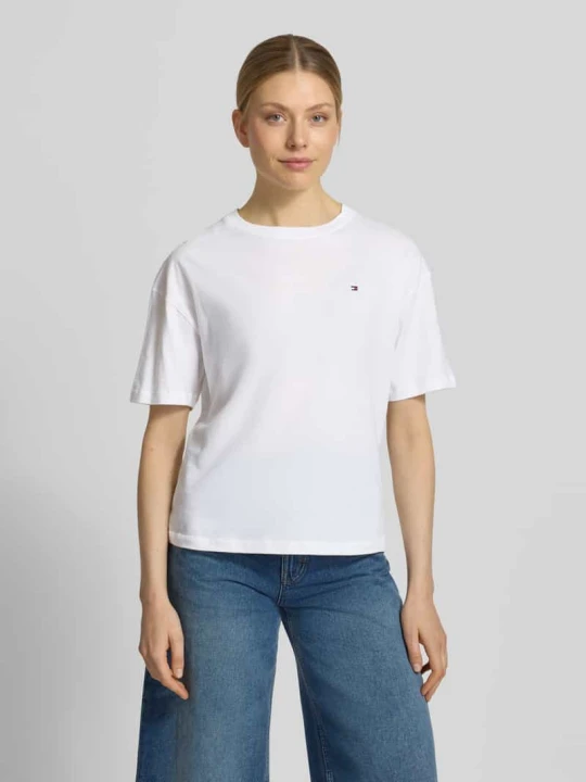 Zdjęcie produktu t-shirt o kroju slim fit z czystej bawełny Tommy Hilfiger Biały