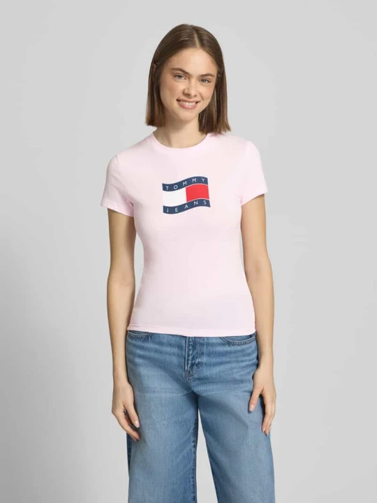 Zdjęcie produktu T-shirt o kroju slim fit z czystej bawełny Tommy Jeans Mocnoróżowy
