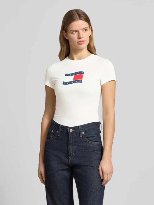 Zdjęcie produktu T-shirt o kroju slim fit z czystej bawełny Tommy Jeans Biały