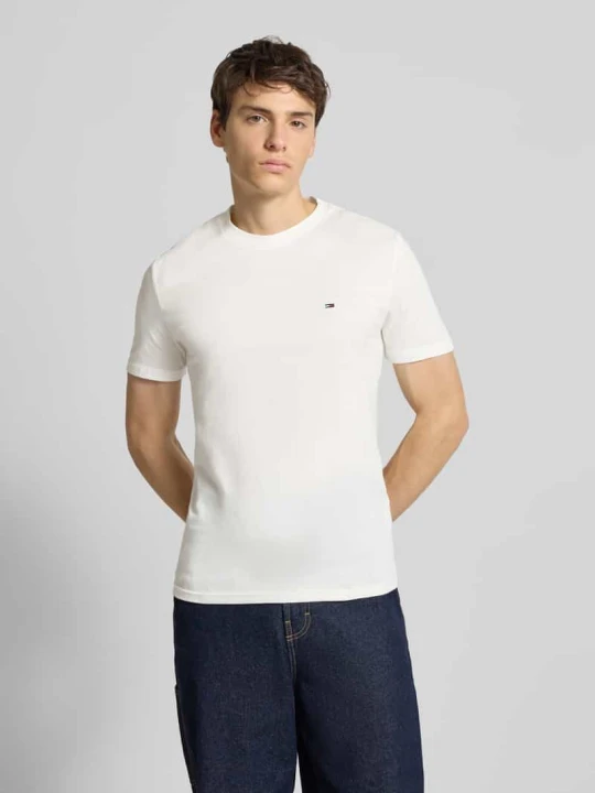 Zdjęcie produktu T-shirt o kroju slim fit z czystej bawełny w zestawie 2 szt. Tommy Jeans Złamany biały