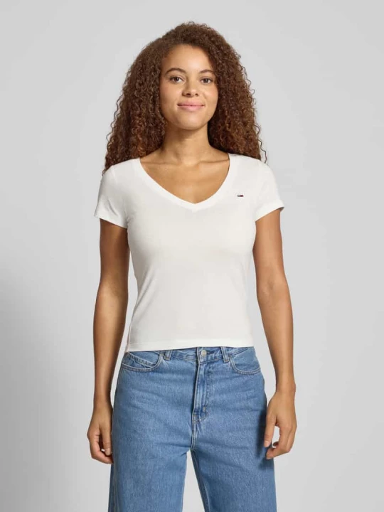 Zdjęcie produktu T-shirt o kroju slim fit z czystej bawełny w zestawie 2 szt. Tommy Jeans Różowy