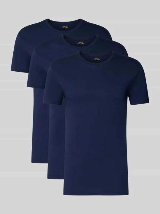 Zdjęcie produktu T-shirt o kroju slim fit z czystej bawełny w Zestaw 3 szt. Polo Ralph Lauren Granatowy