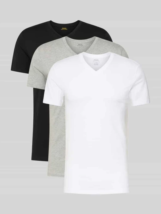 Zdjęcie produktu T-shirt o kroju slim fit z czystej bawełny w Zestaw 3 szt. Polo Ralph Lauren Średnioszary melanż
