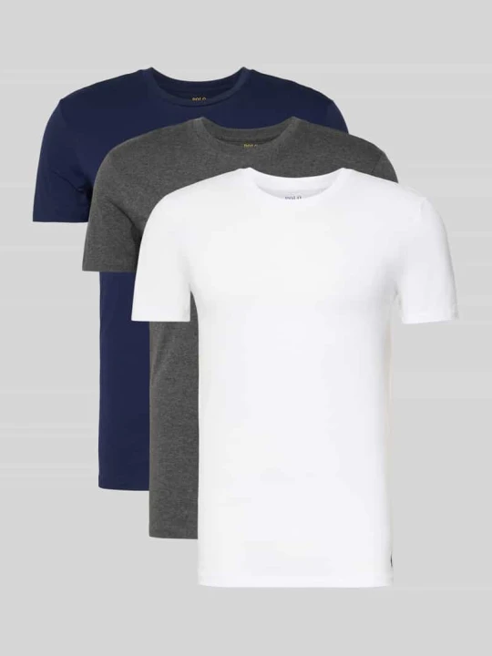 Zdjęcie produktu T-shirt o kroju slim fit z czystej bawełny w Zestaw 3 szt. Polo Ralph Lauren Średnioszary
