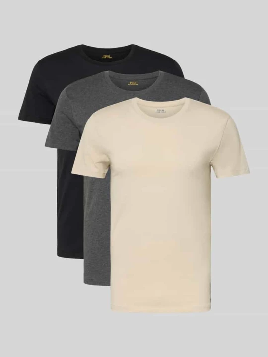 Zdjęcie produktu T-shirt o kroju slim fit z czystej bawełny w Zestaw 3 szt. Polo Ralph Lauren Piaskowy