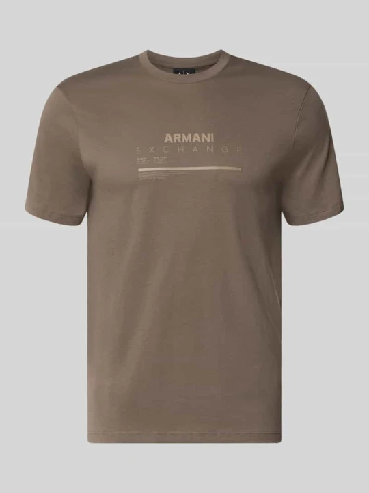Zdjęcie produktu t-shirt o kroju slim fit z czystej bawełny z nadrukiem z logo Armani Exchange Średniobrązowy