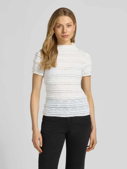 Zdjęcie produktu t-shirt o kroju slim fit z fakturowanym wzorem model 'ABIGAIL' Vero Moda Biały