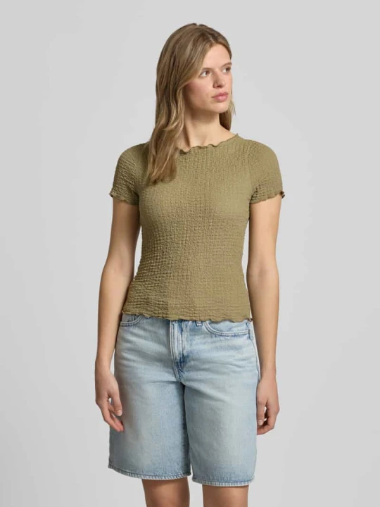 Zdjęcie produktu t-shirt o kroju slim fit z fakturowanym wzorem model 'Alora' Noisy May Ziemisty brązowy