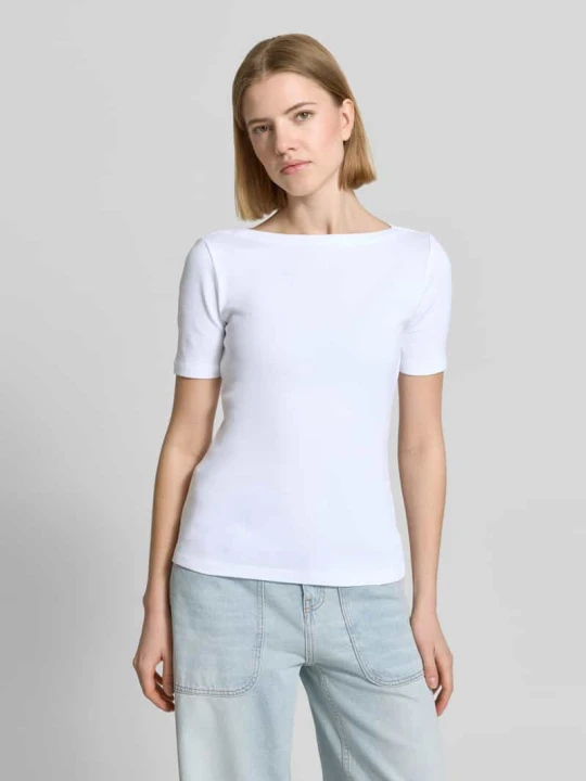 Zdjęcie produktu t-shirt o kroju slim fit z fakturowanym wzorem model 'Klenja' Someday Biały