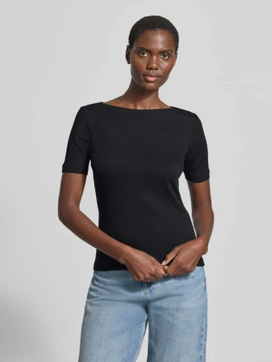 Zdjęcie produktu t-shirt o kroju slim fit z fakturowanym wzorem model 'Klenja' Someday Czarny