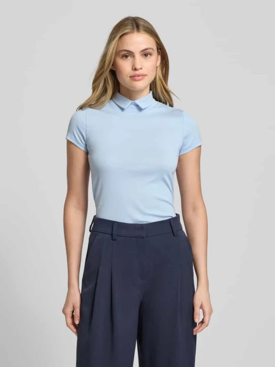 Zdjęcie produktu T-shirt o kroju slim fit z kołnierzykiem polo Marc Cain Jasnoniebieski
